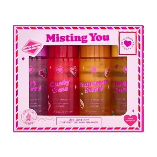 Image of I Heart Revolution Misting You Mini Body Gift Set, 4 Mini Fragrance Mists, Festive Scents, Travel Size, Vegan & Cruelty-Free