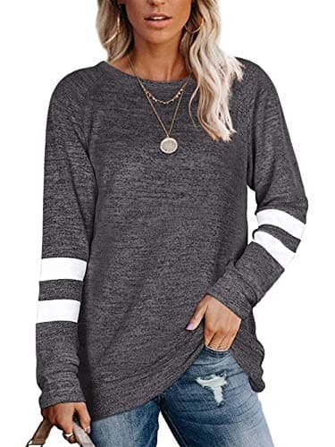Image of Famulily Ladies Sweatshirt Jumpers Stylish Fab Comfy Color Block Shirts Dark Grey XL