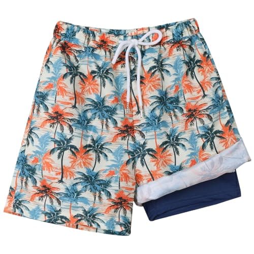 Image of Hotfiary Boys Swimming Shorts 14-16 Years with Anti Chafe Compression Liner & Pockets, Kids Swimming Trunks UV Protection, Quick Dry Youth Teen Swim Shorts & Trunks Beach Pool Board Shorts Swimwear