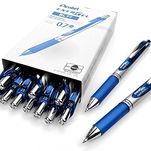 Image of Pentel EnerGel XM BL77 - Retractable Liquid Gel Ink Pen - 0.7mm - 54% Recycled - Blue - Box of 12