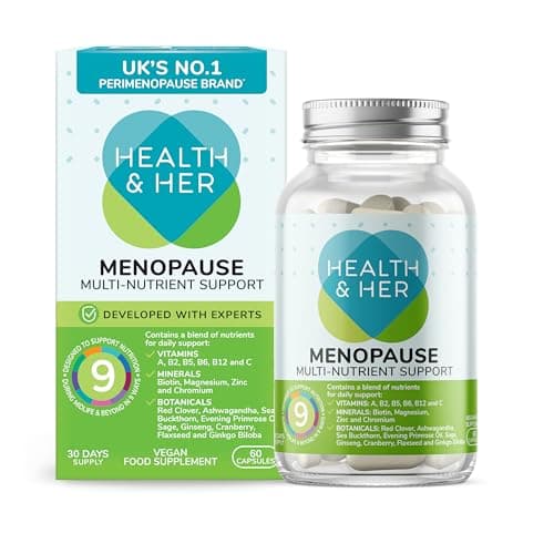 Image of Health & Her Menopause Supplements for Women - Multi-Nutrient Wellbeing Support - Wellbeing for Menopause - 1 Month Supply, 60 Capsules - Vegan
