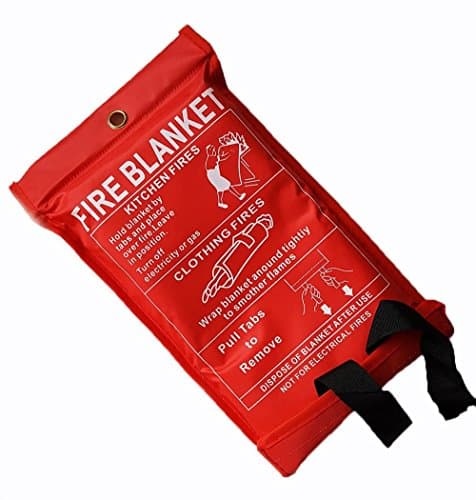 Image of KING KARAN® 1m x 1m Soft Case Fire Blanket, Large, Quick Unfolding, with Loops - Fire Extinguisher Home - Fire Blanket for Kitchen, Office, Caravan