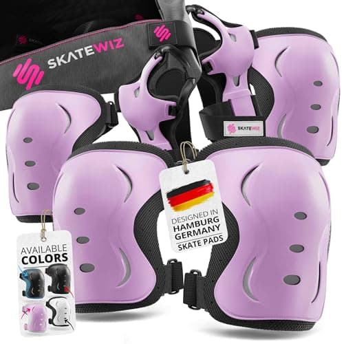 Image of SKATEWIZ Knee Pads for Kids - Kids Knee Pads - Scooter Roller Skating Skateboard Inline Skates - IMPACT - Size M Pink Black - Skating Protective Gear