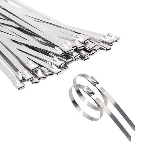 Image of TERF® 20 Pcs Stainless Steel Cable Ties 200mm (8'') X 7.9mm Heavy Duty Marine Grade 316 Steel Ties Wraps Secure Self Locking Cable Zip Tie for Indoor Outdoor Home Office Workshop