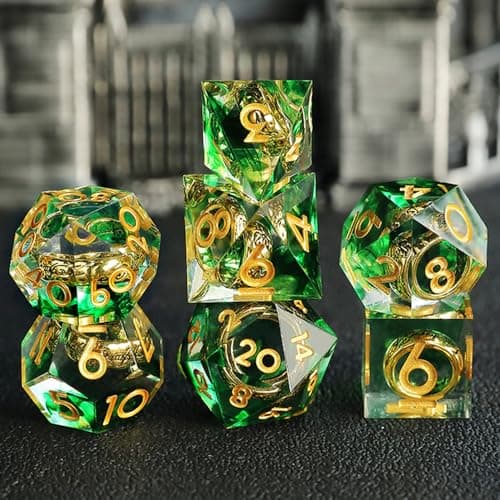 Image of Lord of The Rings DND Dice Set 7pcs D4 D6 D8 D10 D12 D20 D% Polyhedral Handmade Resin D&D Dice for Dungeons and Dragons Pathfinder Roll Playing Table Games RPG MTG Games with Gift Box