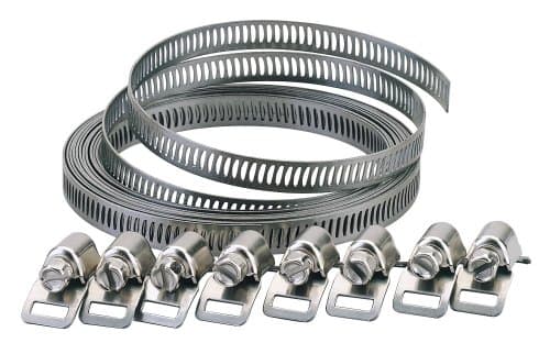 Image of Draper Wide Hose Clamp Set | 8 to 12mm Banding width Hose Clips| 3m Banding Quick Grip | 8 Tensioning Clamps | 55591