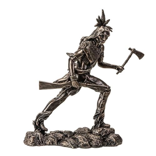 Image of Pacific Giftware Native American Hunter Warrior Resin Figurine Bronze Accent Indian Fighter Statue Detailed Decor Piece Symbolizing Heritage and Strength for Home or Office Display 12 Inches