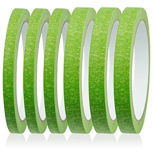 Image of Leikedun 6 Rolls Green Masking Tape Fine Line Masking Tapes Artist Masking Tape 8mm/12mm Widex22 Yard Low Tack Painters Tape for Painting Artists Decorating DIY Automotive School Office