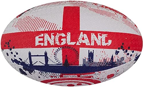 Image of Optimum England Nation Rugby Ball – Durable Rubber Training Ball with Enhanced Grip & Long Air Retention – Size 5