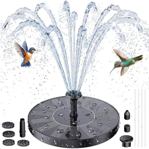 Image of AISITIN Solar Water Fountain, Solar Powered Water Fountain with Multiple Nozzles, Floating Solar Pond Pump,Solar Water Feature for Bird Bath, Garden, Pond, Pool and Fish Tank