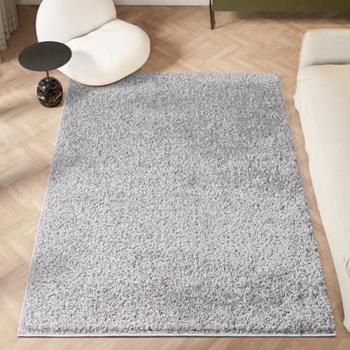 Image of homeart Area Rug - Super Soft Shaggy Rugs For The Living Rooms, Bedrooms And Kitchen - Modern, Easy To Clean Carpet - 80x150 cm, Silver Grey