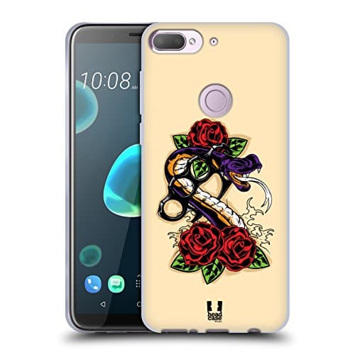 Image of Head Case Designs Furious Snake Old School Tattoos Soft Gel Case Compatible With HTC Desire 12 Plus