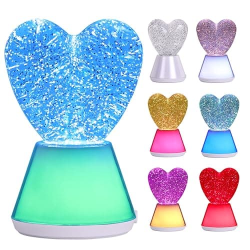 Image of Lesser & Pavey Glitter Heart Lamp for Home & Living Room | Festive Table Lamp for Home Décor | Stylish Night Light for Bedroom & Hallway | Lovely Gift for Women & Men