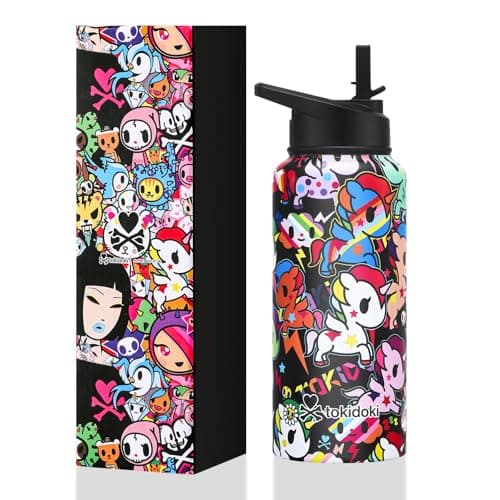 Image of Tokidoki Unicorno 32OZ Water Bottle with straw Anime Cartoon Reusable Water Bottle Cup Straw Insulated Mug (unicorno-04)