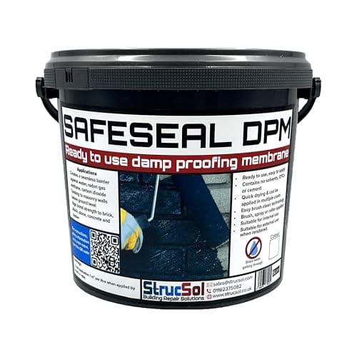 Image of Strucsol Liquid Damp Proof Membrane (5 Litre) - Damp Proofing Paint for Internal Walls and Floors. Waterproof Paint (Black)