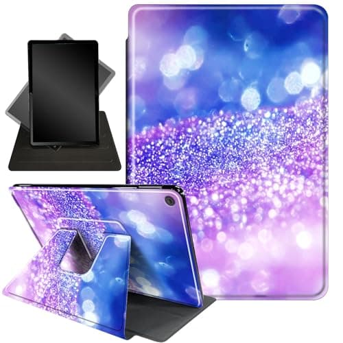 Image of Case for Amazon Fire HD 10 Tablet (7th and 9th Generation, 2017 and 2019 Release),360 Degree Rotating Stand Smart Protective Case for Kindle Fire HD 10 7th 9th Gen 10.1",Purple Pattern