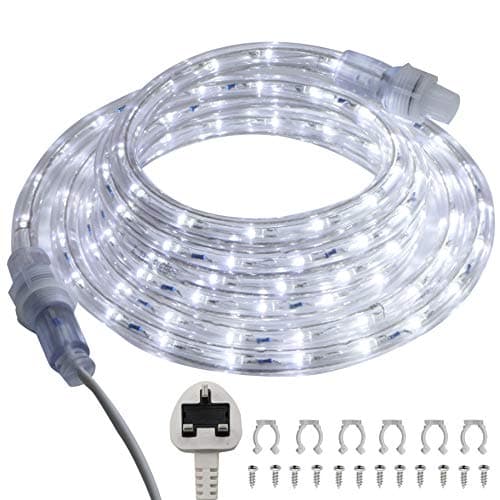 Image of FOEERS LED Rope Lights,3m/10FT Outdoor Tube String Lights with Plug in,Waterproof Fairy Lights with Connector for Indoor,Bedroom,Stair,Patio,Christmas Decoration(Cool White)