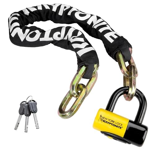 Image of Kryptonite New York FAHGETTABOUDIT 1410 Bike Chain Lock, 3.28 Feet Long 14mm Steel Chain Heavy Duty Anti-Theft Bicycle Chain Lock with Keys, 10/10 Security Rating for E-Bike, Motorcycle, Scooter