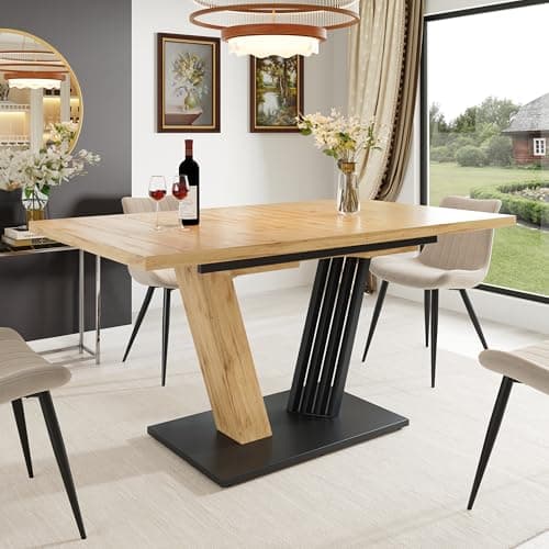 Image of BTM Extendable Dining Tables 4-6 Seater 120-160cm Extending Kitchen Table for Small Spaces, Dining Room, Black&Wood Finish