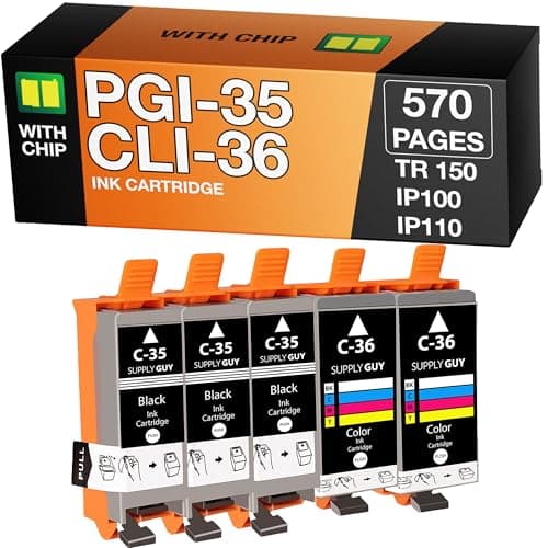 Image of Supply Guy PGI-35 CLI-36 Ink cartridges compatible with Canon PGI35 CLI36 for Canon Pixma TR150 IP100 IP110-Series MINI-260 MINI-360 Maxify bx110 Multipack 3x PGI 35 black 2x CLI 36 color