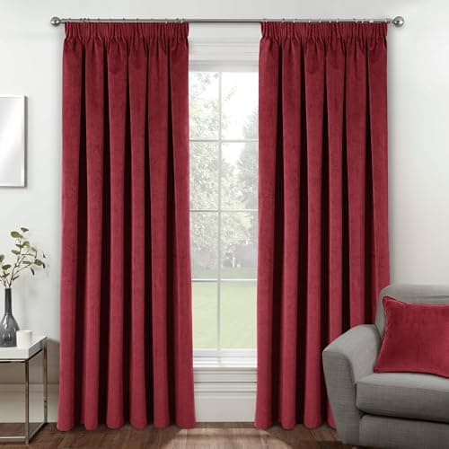 Image of Enhanced Living Oxford Premium Velvet Red Blackout Curtains for Curtains for Bedroom - Supersoft Tape Top Curtains - 46x72 inch (117x183 cm) - 2 x Curtain Panels