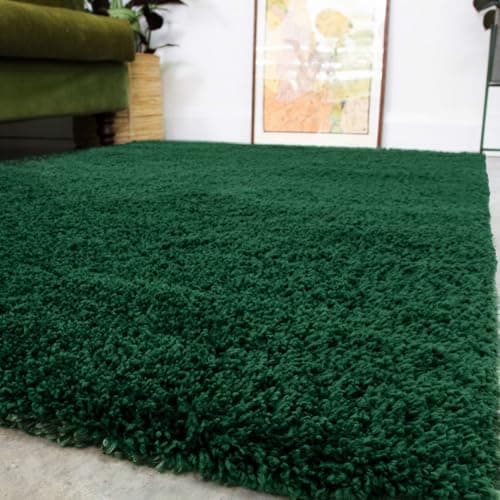 Image of Luxury High Pile Fluffy Super Soft Shaggy Forest Green Living Room Area Rug Durable Thick Plush Carpet Shag Bathroom Mat Bedroom Hallway Rugs 160cm x 230cm