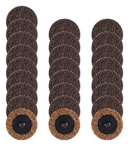 Image of LUCKUT Abrasives 2" Nylon Surface Conditioning Quick Change Sanding Discs with R-Type Backing Coarse 80 Grit - 25 Pack