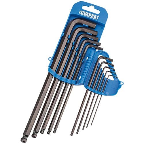 Image of Draper 33723 Extra Long Imperial Hexagon Ball End Hex Allen Key Set, 1/16"-3/8", 10 Pieces, Blue