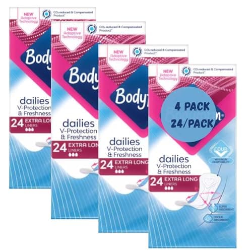 Image of Hubsidia Body Form Dailies V-Protection & Freshness Extra Long Liners 24 Pack | Bundle of 4 (96 Extra Long Liners Total)