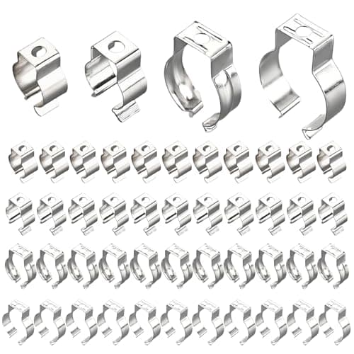 Image of 48pcs Spring Terry Clips,Wall Mounted Tool,Storage Metal Tool Clips for Hanging Tools, Assorted Various Size Tool Holder Wall Clips, Broom Holder Tidy Wall Clamp Set for Garden Organising Shed Garage
