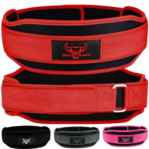 Image of Weight Lifting Belt Double Strength 5.5 Padded Neoprene Back Gym Bodybuilding Deadlifts Lifting Exercise Fitness Workout Belts Men Women Lumbar Training Core Support (Medium, Red)