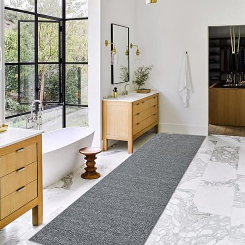Image of USTIDE Modern Sisal Runner Rug Hallway Doorway Long Runner Rug No Shed Grey Jute-Look Rugs Chunky Textured Jute Rug Nonslip Indoor Outdoor Rug,60x200cm