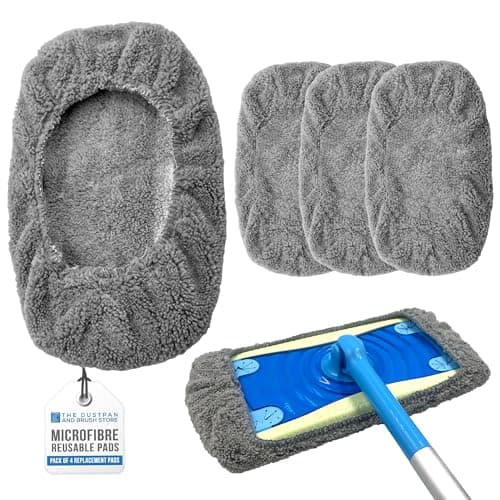 Image of 4 Pack Microfiber Mop Pads Replacement for Laminate Floor Mop - Reusable Head, Flash Refill Pads - Machine Washable, Ideal Floor Cleaner Flat Head for Wood, Tiles, Marble