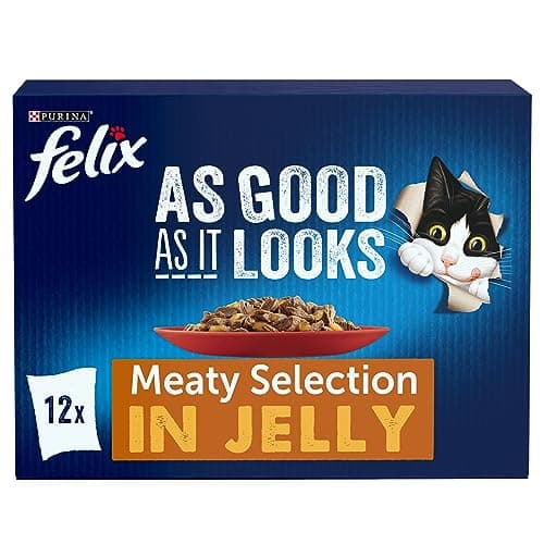 Image of FELIX As Good As it Looks Meaty Selection in Jelly Wet Cat Food 12x100g (Pack of 4)