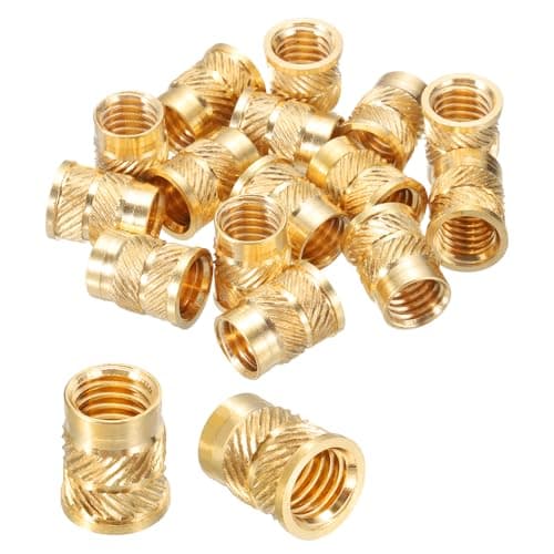Image of sourcing map 15 Pcs Threaded Inserts, M8 x 12.7mm H x 9.6mm OD Brass Metric Knurled Flange T-Nuts Female Threaded Heat Set Inserts Embedment Nut for Plastic and 3D Printing Components