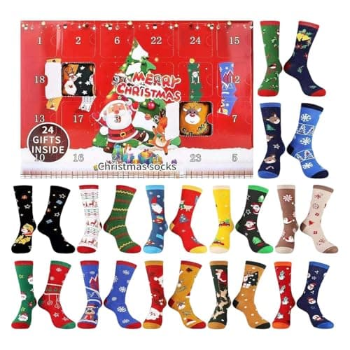 Image of Sock Advent Calendars 2024, 24 Days Christmas Countdown Calendar With 12 Pairs Socks, Sock Advent Calendarss For Adults Men Women, Funny Socks Countdown To 2024 Christmas