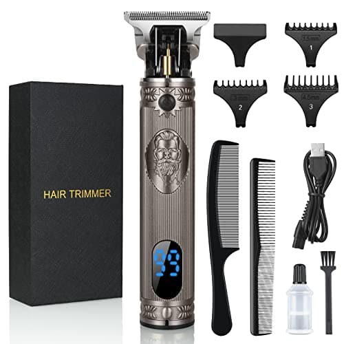 Image of URAQT Hair Clippers for , Cordless Electric Trimmer Beard Trimmer, Detail Shaver, Precision T-Blade Grooming Cutting Kit with 3 Guide Combs and 2 (Silver), 1.0 count