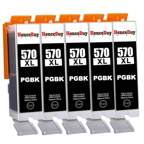 Image of HenceBuy PGI-570XL Ink Cartridge Compatible for Canon PGI 570 PGBK XL PGI-570 BK for PIXMA MG5750 MG5700 MG5751 MG6851 MG6850 MG7750 TS5050 TS5051 TS5000 TS6050 TS6051 TS8050 (5 PGBK)
