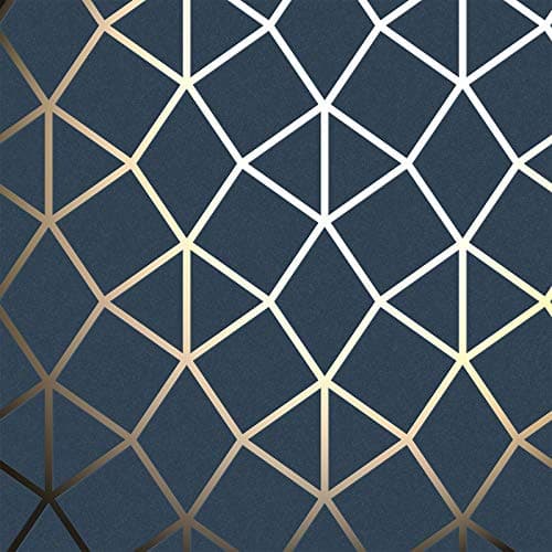 Image of Fine Décor FD42560 Platinum Geo Trellis Navy/Gold Wallpaper
