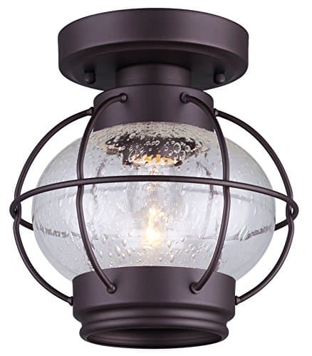 Image of CANARM IFM636A08ORB Ltd Potter 1 Light Flush Mount Seeded Glass, Oil Rubbed Bronze