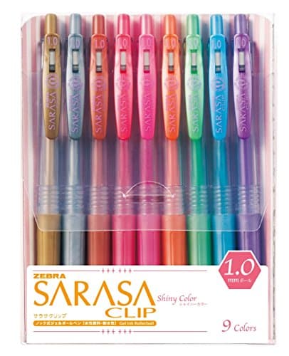 Image of Zebra Sarasa Clip 1.0, 9 Shiny/Metallic Color Set (JJE15-9CA)