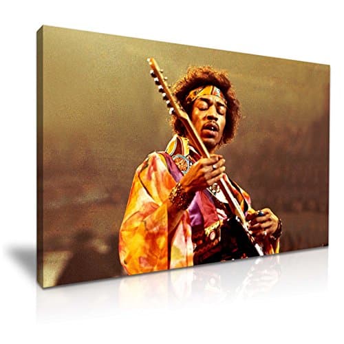 Image of Jimi Hendrix Playing the Guitar Poster Canvas Wall Art Picture Print For Jimi Music Fans Home Office Hotel Pub Decoration (S: 46cm X 31cm)