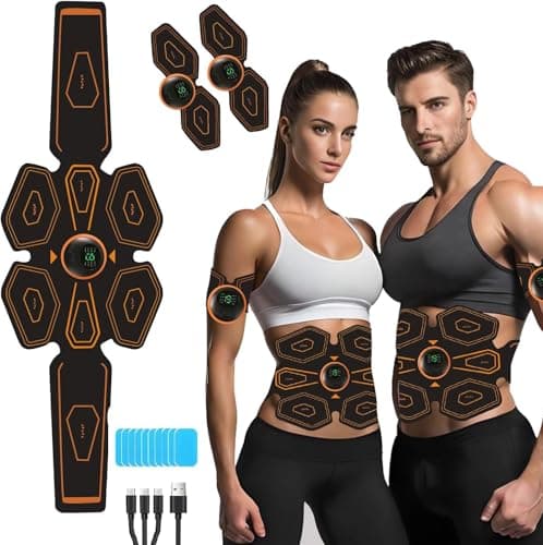 Image of Ashmita EMS Muscle Stimulator,ABS Trainer Muscle Stimulator,with 8 Modes,19 Intensities,Abdominal Arm and Leg Training Belts,is effective in improving muscle strength and endurance