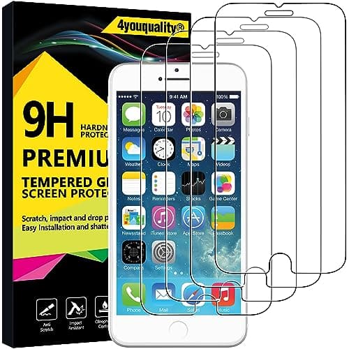 Image of 4youquality [4-Pack Screen Protector for iPhone 6 Plus / 6S Plus [5.5-Inch], Tempered Glass Film, [LifetimeSupport][Anti-Scratch][Anti-Shatter]