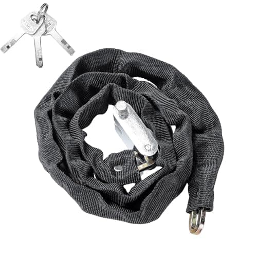 Image of Motorbike Lock Set with 1.2M Chain Heavy Duty Bike Chain Lock Padlock Outdoor Motorcycle Anti-Theft Scooter MTB Accessories Outdoor Locking Padlock with Scratch-Proof Nylon Sleeve (Black, 2pcs)