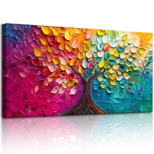 Image of MHARTK66 Canvas Wall Art for Living Room Large, 20"x40" Colorful Tree Modern Bedroom Decor Aesthetic, Pictures Prints Wall Decorations for Office Bathroom Hallway Dining Room