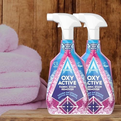 Image of 2 x 750ml Astonish Oxy Active Fabric Stain Remover Spray – Pink Blossom Scent (Total 1500ml)