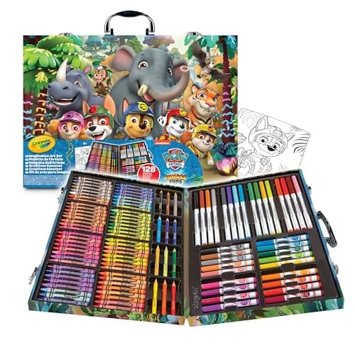 Image of CRAYOLA - Paw Patrol Mighty Movie Painting Case, Creative Set with 128 Pieces, Felt Tip Pens, Crayons, Wax Pens, Creative Activity and Gift for Children, Ages 3 and Up