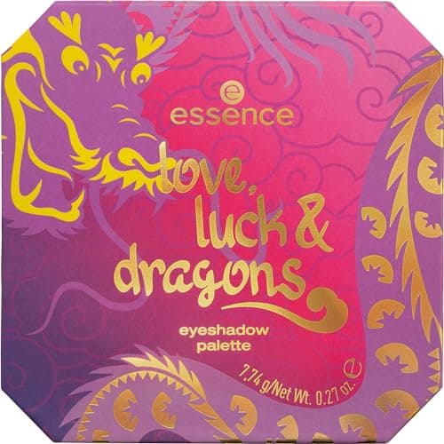 Image of essence love, luck & dragons eyeshadow palette, eye shadow no. 01, multicoloured, 9 colours, instant result, vegan, no microplastic particles, nanoparticles free, without perfume, 1 pack (7.74 g)