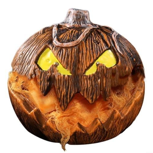 Image of Hasaller Halloween Scary Pumpkin Head Lighting Talking Mouth Open Halloween Pumpkin Lights Animated Pumpkin Head Scary Decor Halloween Horror Ornament Halloween Animatronics
